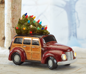 Woody Wagon with Tree Light Up